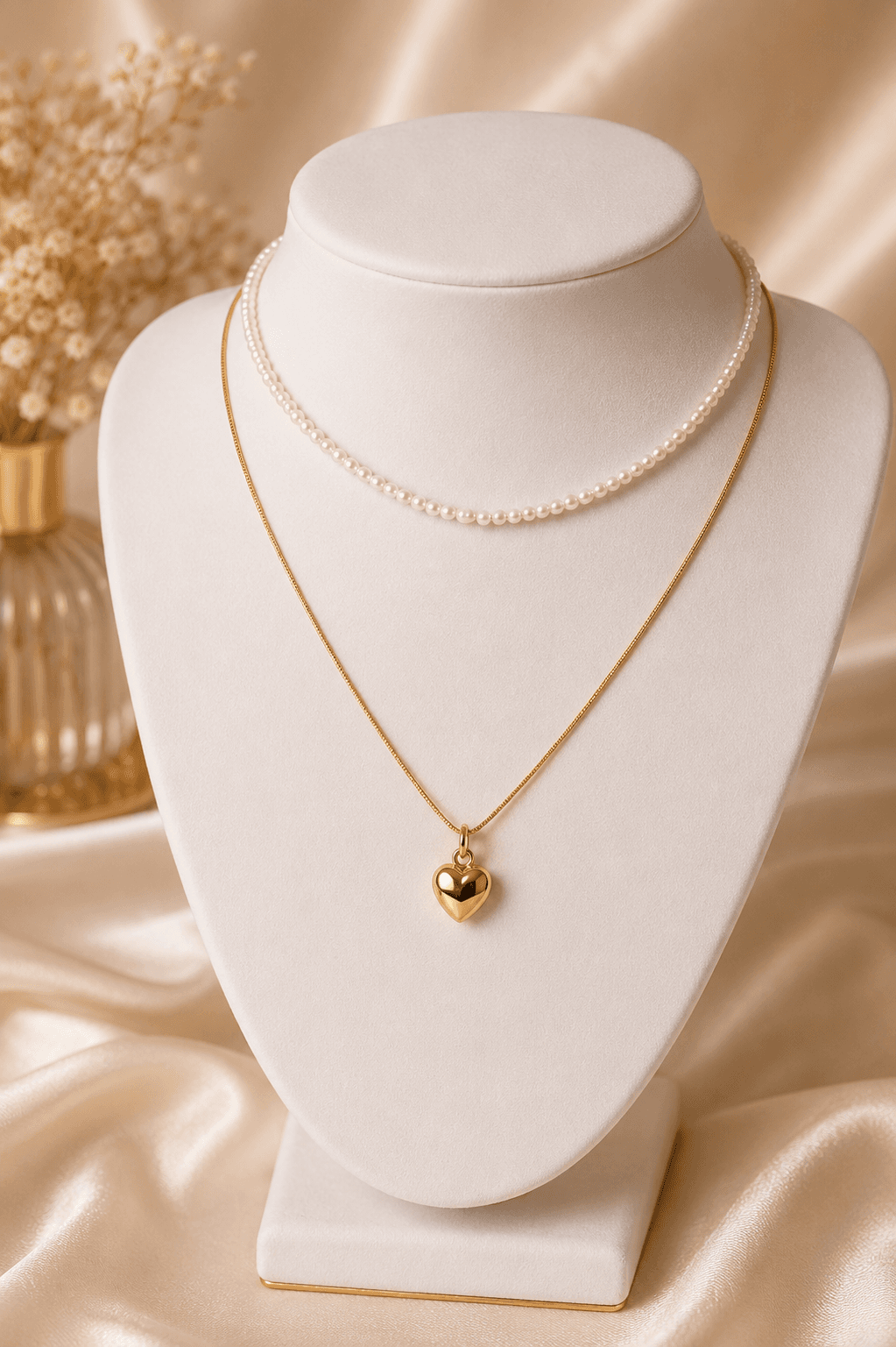 Mix Pérolas & Coração Dourado